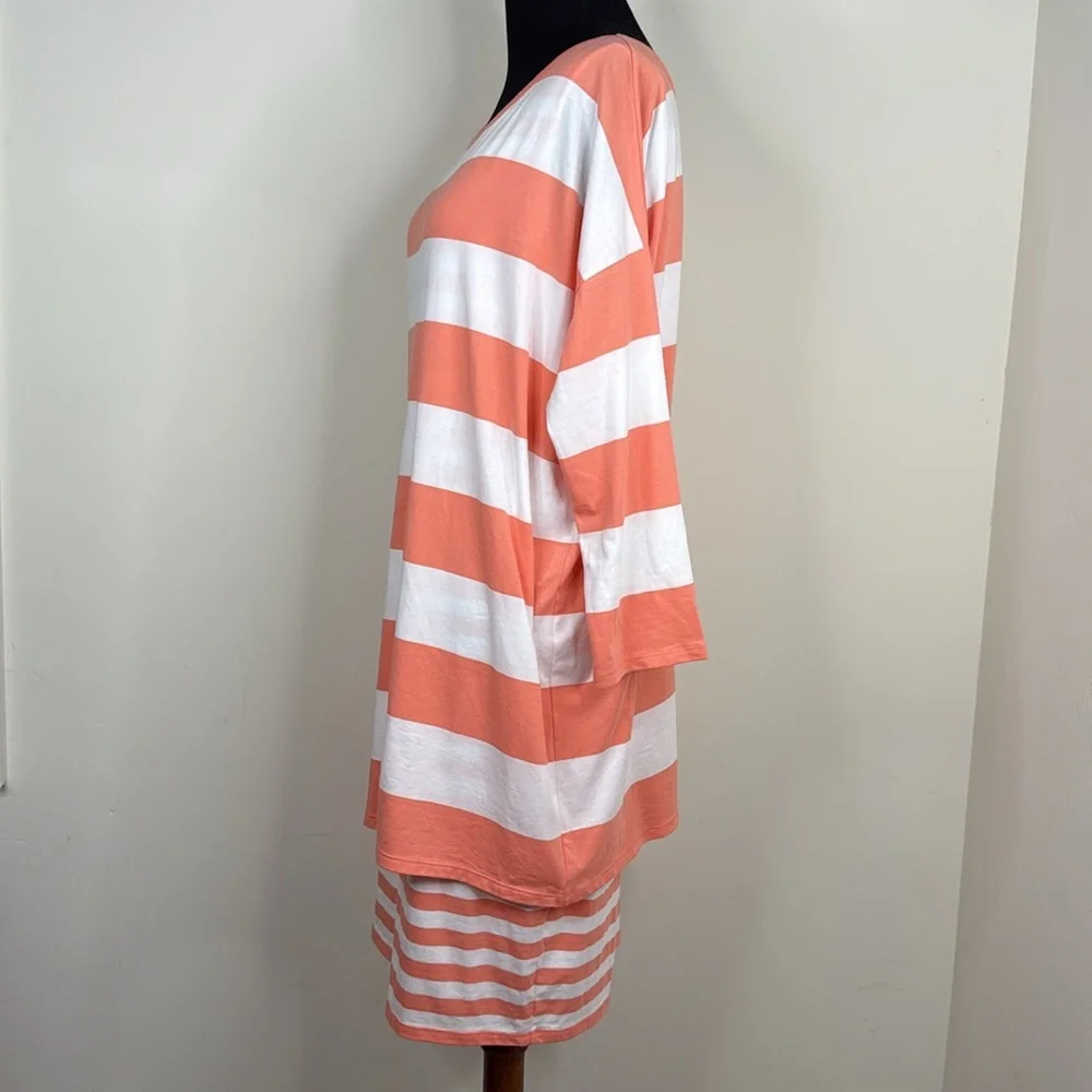 GARNET HILl Striped Coral and White Women's Dress M - Picture 6 of 9